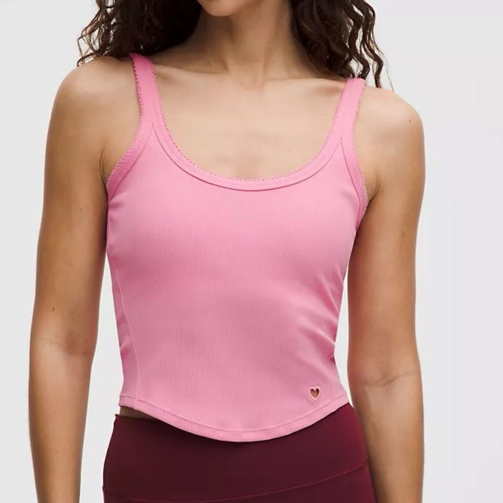 Lululemon Valentine Heart Cropped Tank in Pink (S) NWT